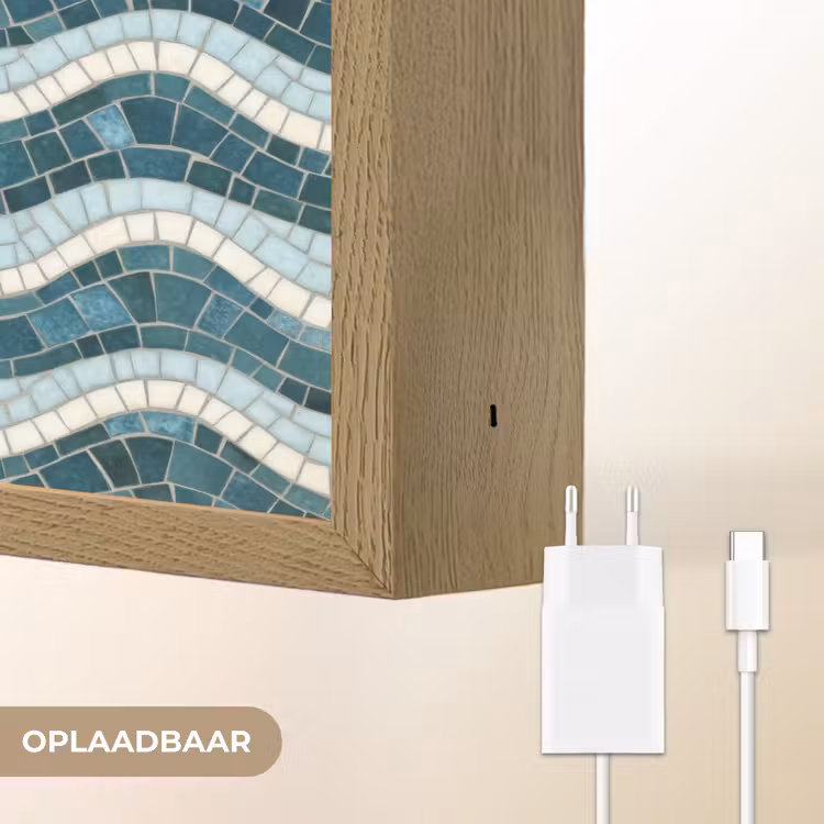 Blauw - Wit - Mozaïek - Golvend Light Box met batterij (Wandlamp) middel 907 -USP_websiteoplaadbaarNL