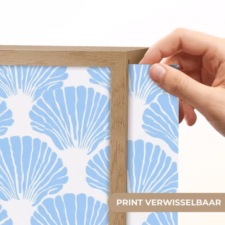 Blauw - Wit - Schelpen - Grafisch - Structuur Light Box met batterij (Wandlamp) middel 907 -USP_websiteprintNL