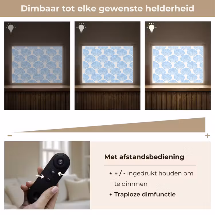 Blauw - Wit - Schelpen - Grafisch - Structuur Light Box met batterij (Wandlamp) middel 907 -USP_dimbaarNL
