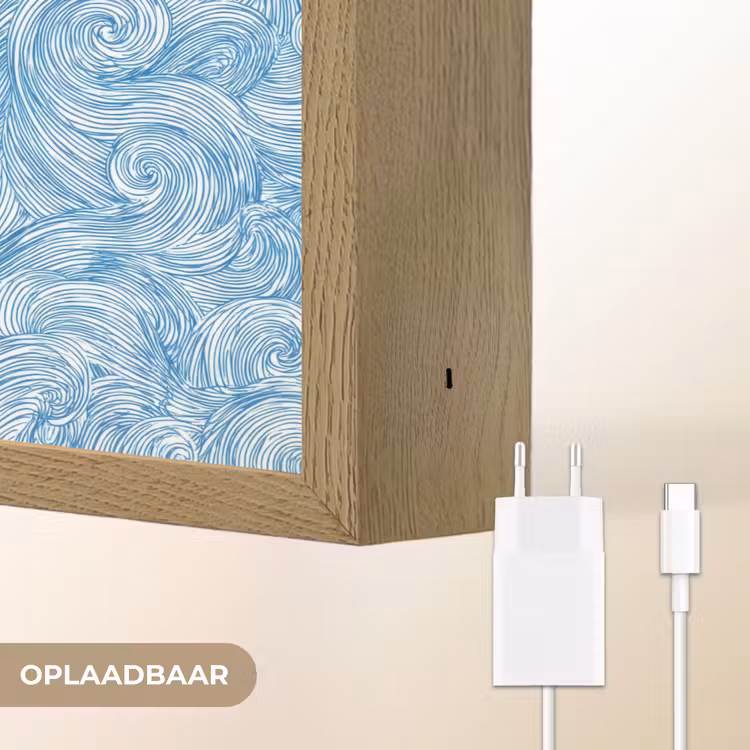 Blauw - Wit - Spiraal - Golven - Lijnen Light Box met batterij (Wandlamp) middel 907 -USP_websiteoplaadbaarNL