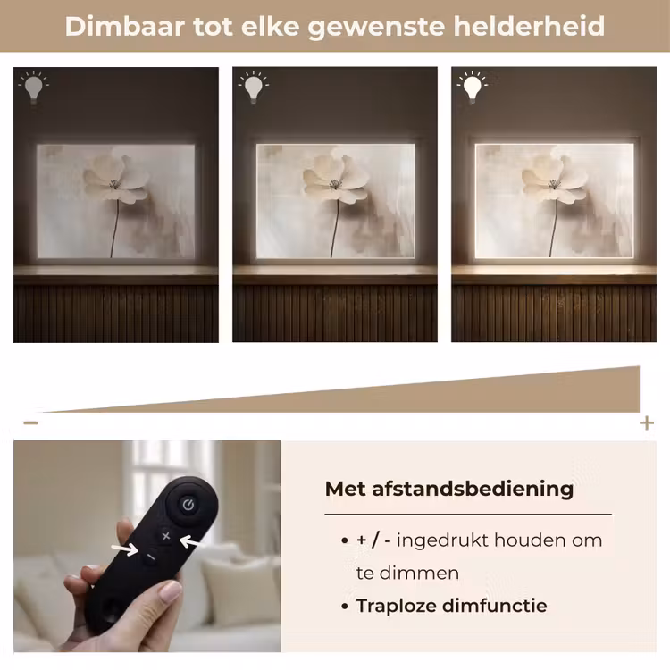 Bloem - Beige - Verf - Schaduw Light Box met batterij (Wandlamp) middel -USP_dimbaarNL