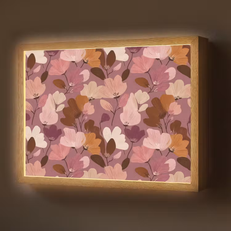 Bloem - Patroon - Roze Light Box met batterij (Wandlamp) middel 907 -z3d_website