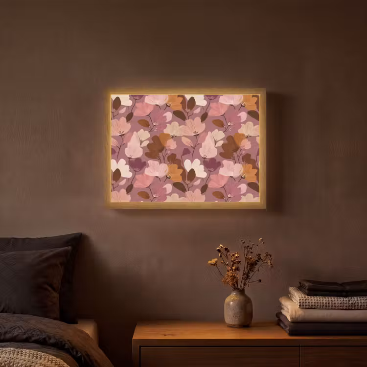 Bloem - Patroon - Roze Light Box met batterij (Wandlamp) middel 907 -sfeer4