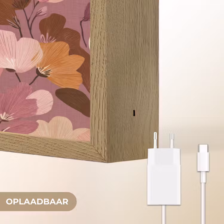 Bloem - Patroon - Roze Light Box met batterij (Wandlamp) middel 907 -USP_websiteoplaadbaarNL