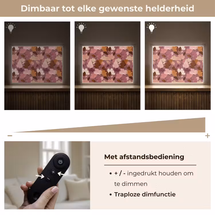 Bloem - Patroon - Roze Light Box met batterij (Wandlamp) middel 907 -USP_dimbaarNL