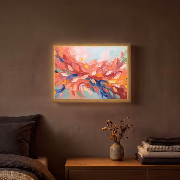 Bloemen - Abstract - Kunst - Modern Light Box met batterij (Wandlamp) middel -sfeer4