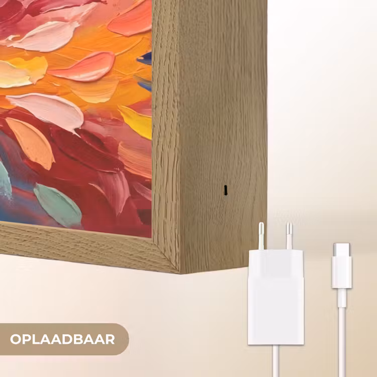 Bloemen - Abstract - Kunst - Modern Light Box met batterij (Wandlamp) middel -USP_websiteoplaadbaarNL