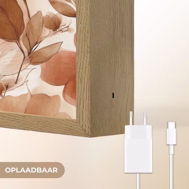 Bloemen - Aquarel - Botanisch - Terracotta Light Box met batterij (Wandlamp) middel 907 -USP_websiteoplaadbaarNL