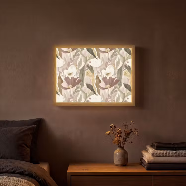 Bloemen - Aquarel - Kleurrijk Light Box met batterij (Wandlamp) middel 907 -sfeer4