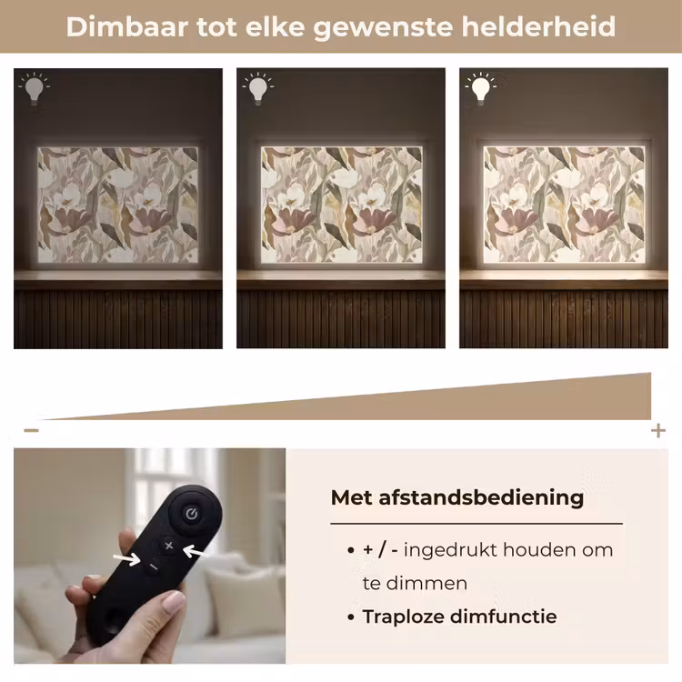 Bloemen - Aquarel - Kleurrijk Light Box met batterij (Wandlamp) middel 907 -USP_dimbaarNL
