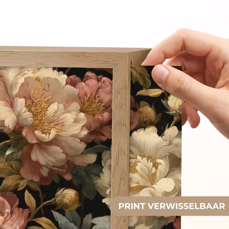 Bloemen - Barok - Patroon - Roze - Crème Light Box met batterij (Wandlamp) middel 907 -USP_websiteprintNL