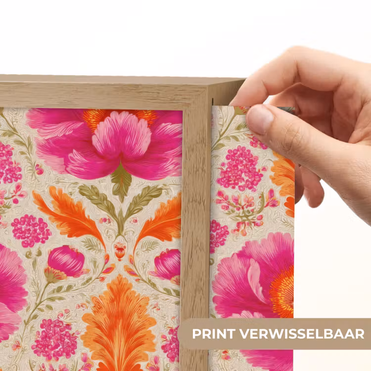 Bloemen - Barok - Roze - Oranje Light Box met batterij (Wandlamp) middel 907 -USP_websiteprintNL