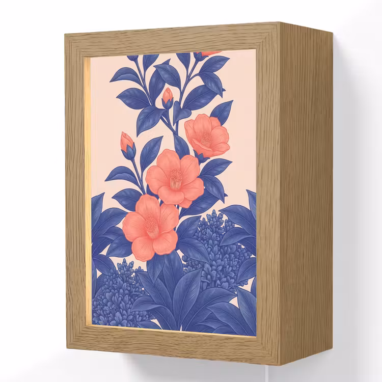 Lightbox - Wandlamp - Bloemen - Bladeren - Botanisch - Bloemen - Bladeren - Botanisch Light Box met kabel (Wandlamp) klein
