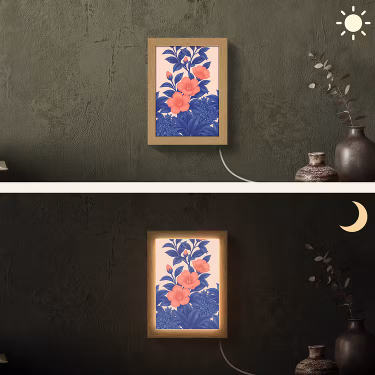 Lightbox - Wandlamp - Bloemen - Bladeren - Botanisch - Bloemen - Bladeren - Botanisch Light Box met kabel (Wandlamp) klein