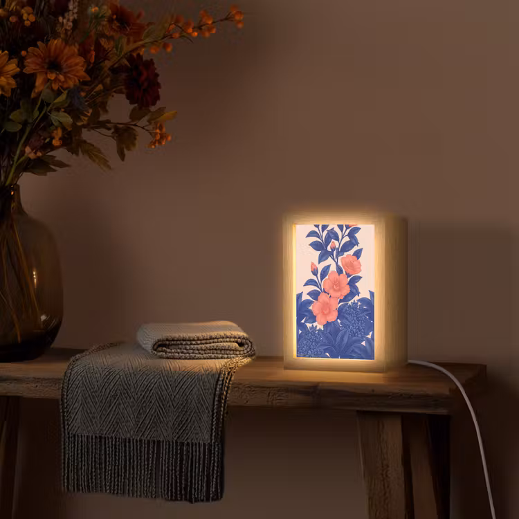 Lightbox - Wandlamp - Bloemen - Bladeren - Botanisch - Bloemen - Bladeren - Botanisch Light Box met kabel (Wandlamp) klein
