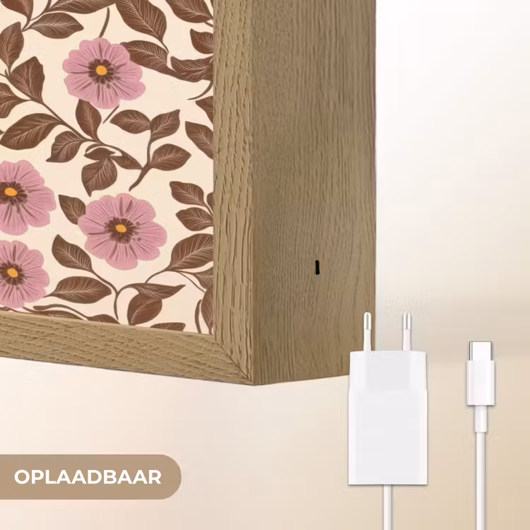 Bloemen - Bladeren - Kleurrijk Light Box met batterij (Wandlamp) middel 907 -USP_websiteoplaadbaarNL