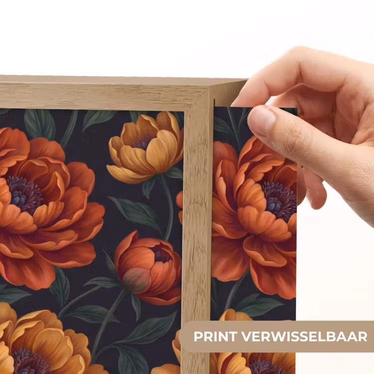 Bloemen - Bladeren - Natuur - Modern - Oranje Light Box met batterij (Wandlamp) middel -USP_websiteprintNL