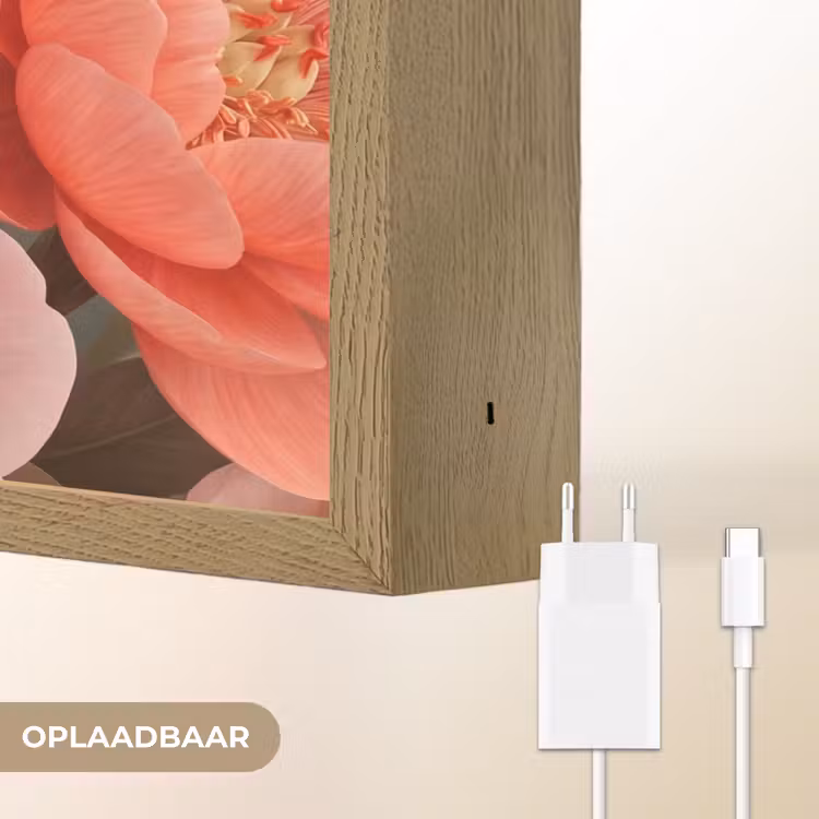 Bloemen - Bloesem - Zacht - Koraal - Decoratie Light Box met batterij (Wandlamp) middel -USP_websiteoplaadbaarNL