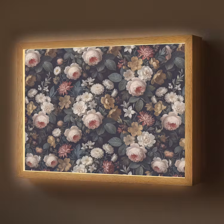 Bloemen - Boeket - Botanisch - Vintage - Donkere achtergrond Light Box met batterij (Wandlamp) middel -z3d_website