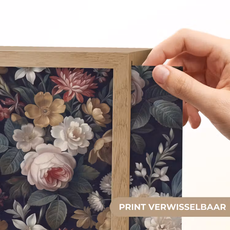 Bloemen - Boeket - Botanisch - Vintage - Donkere achtergrond Light Box met batterij (Wandlamp) middel -USP_websiteprintNL