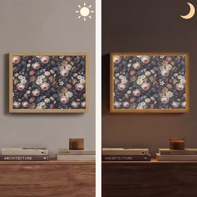 Bloemen - Boeket - Botanisch - Vintage - Donkere achtergrond Light Box met batterij (Wandlamp) middel -sfeer3