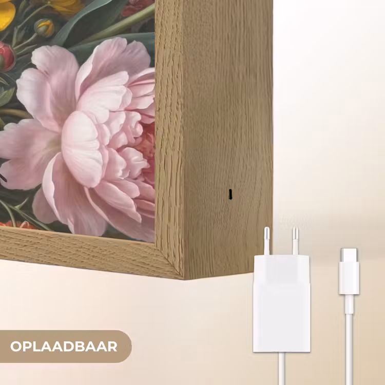Bloemen - Boeket - Klassiek - Kleurrijk - Natuur Light Box met batterij (Wandlamp) middel -USP_websiteoplaadbaarNL