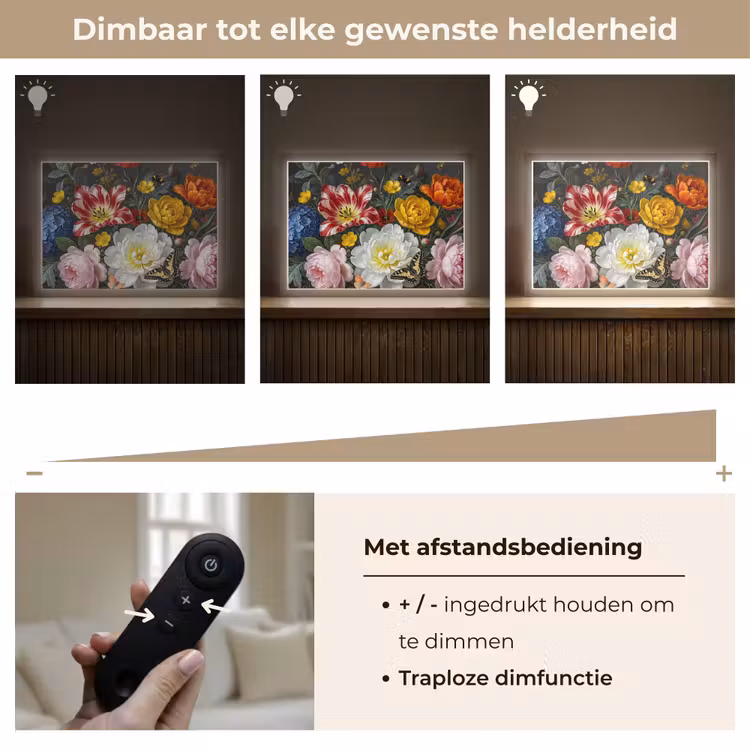 Bloemen - Boeket - Klassiek - Kleurrijk - Natuur Light Box met batterij (Wandlamp) middel -USP_dimbaarNL