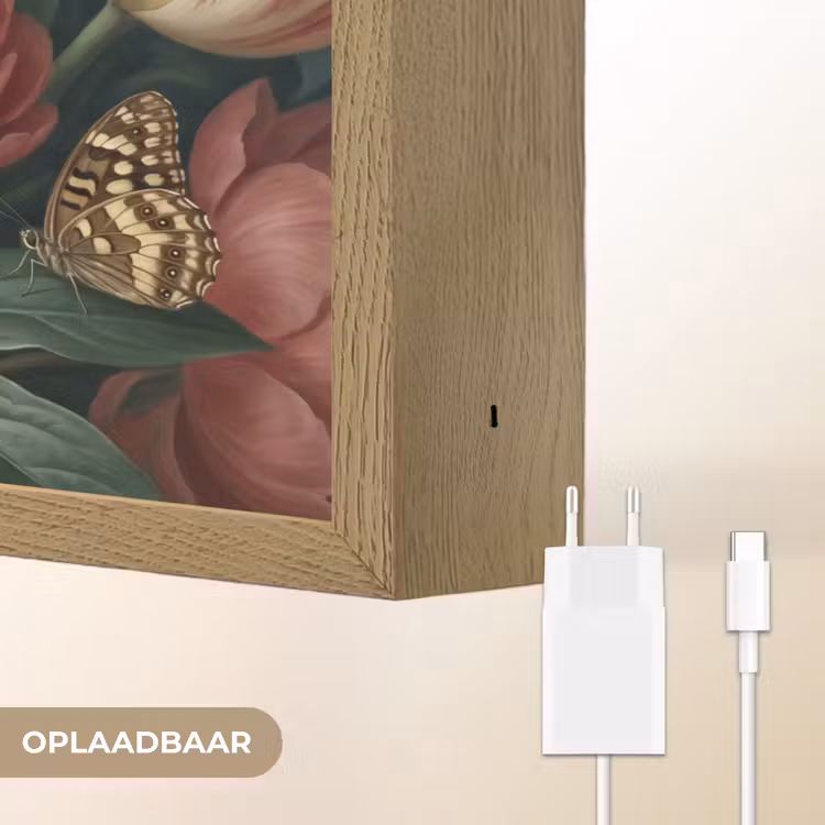 Bloemen - Boeket - Natuur - Klassiek - Donker Light Box met batterij (Wandlamp) middel -USP_websiteoplaadbaarNL
