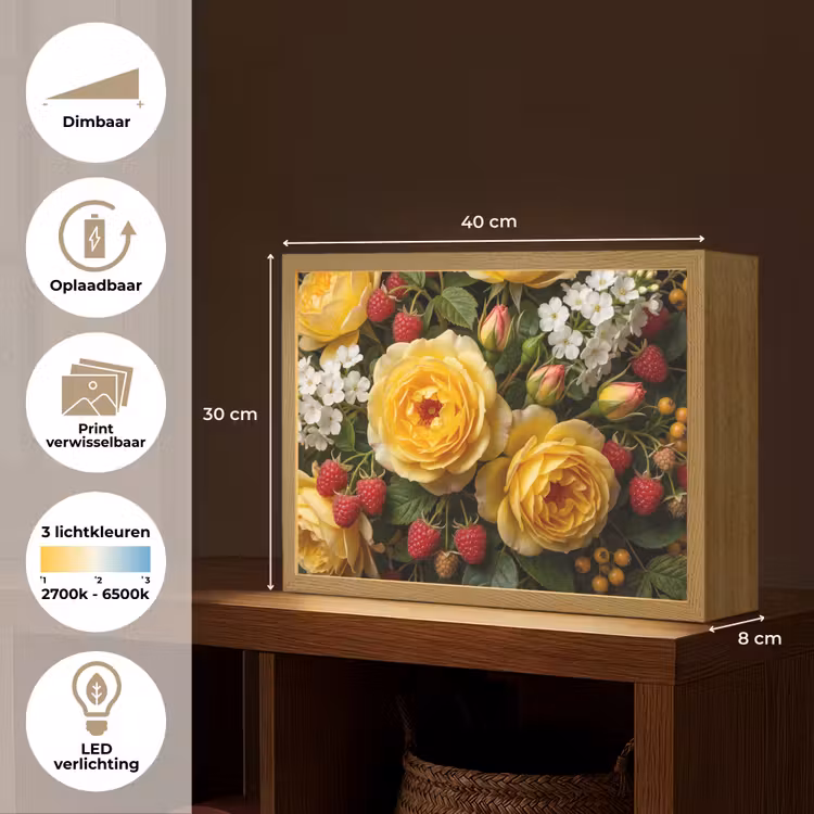 Bloemen - Boeket - Natuur - Klassiek - Geel Light Box met batterij (Wandlamp) middel -USP_websiteoverzichtNL
