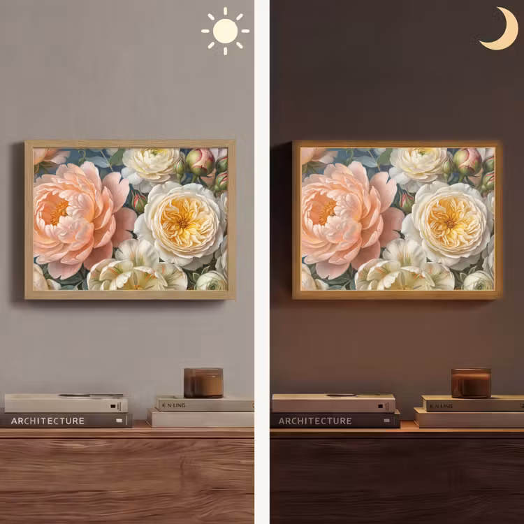 Bloemen - Boeket - Natuur - Klassiek - Kleurrijk Light Box met batterij (Wandlamp) middel -sfeer3