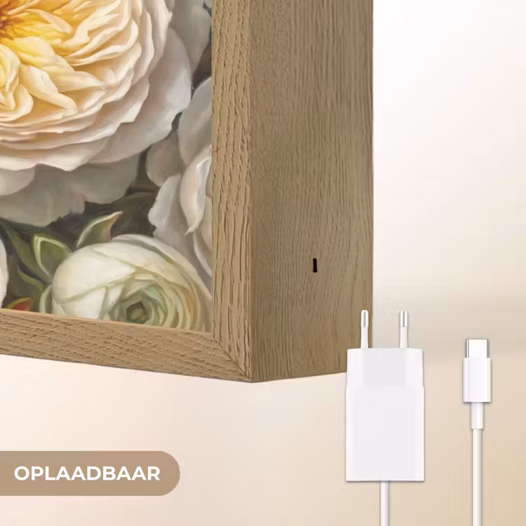 Bloemen - Boeket - Natuur - Klassiek - Kleurrijk Light Box met batterij (Wandlamp) middel -USP_websiteoplaadbaarNL