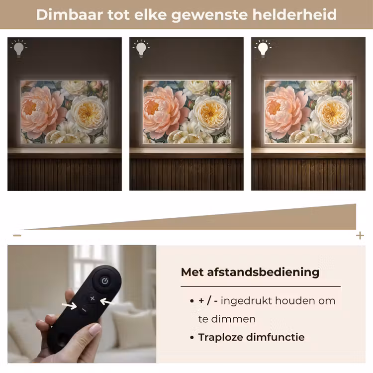 Bloemen - Boeket - Natuur - Klassiek - Kleurrijk Light Box met batterij (Wandlamp) middel -USP_dimbaarNL