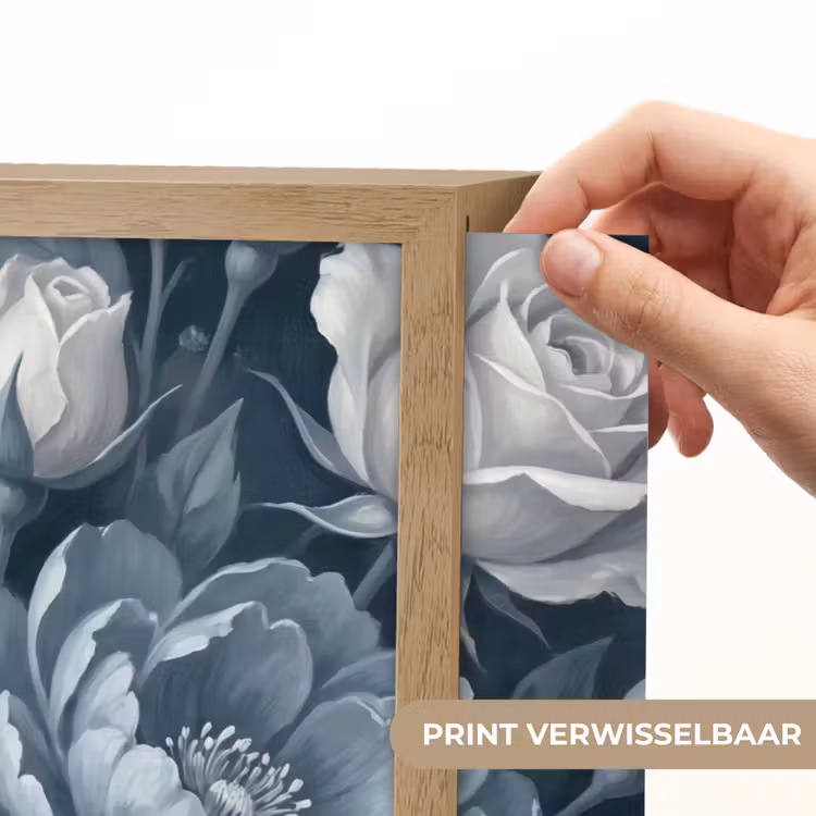 Bloemen - Boeket - Winter - Abstract - Blauw Light Box met batterij (Wandlamp) middel -USP_websiteprintNL