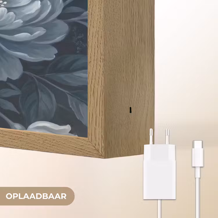 Bloemen - Boeket - Winter - Abstract - Blauw Light Box met batterij (Wandlamp) middel -USP_websiteoplaadbaarNL