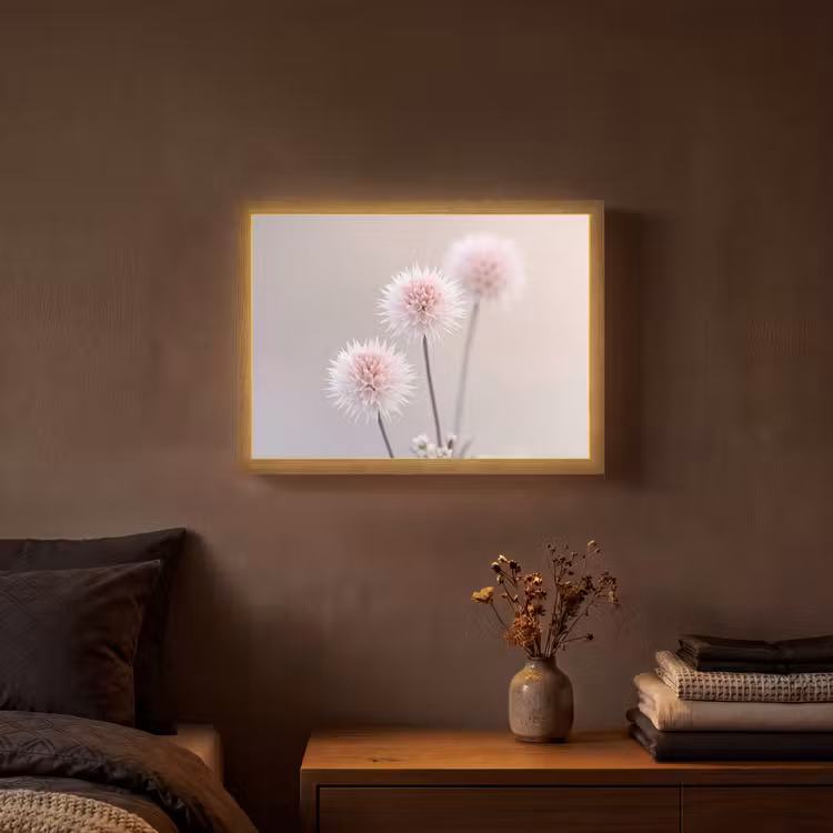 Bloemen - Bollen - Roze Light Box met batterij (Wandlamp) middel -sfeer4