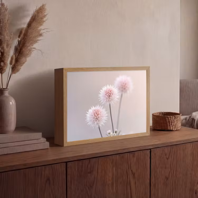 Bloemen - Bollen - Roze Light Box met batterij (Wandlamp) middel -sfeer2