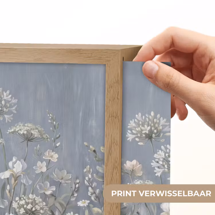 Bloemen - Botanisch - Blauw Light Box met batterij (Wandlamp) middel -USP_websiteprintNL