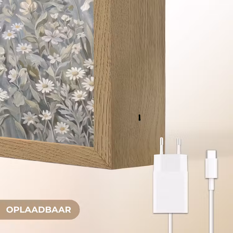 Bloemen - Botanisch - Blauw Light Box met batterij (Wandlamp) middel -USP_websiteoplaadbaarNL