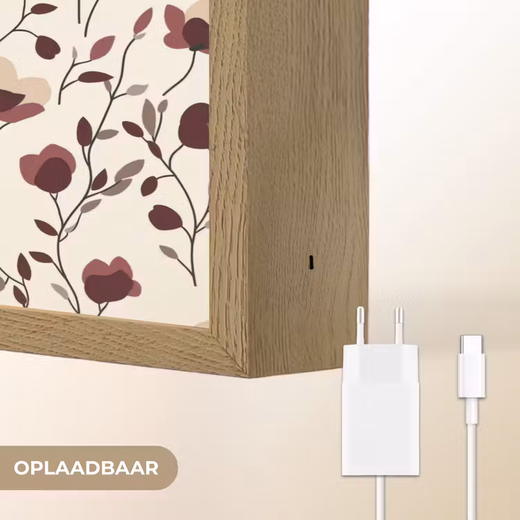 Bloemen - Botanisch - Bordeaux Light Box met batterij (Wandlamp) middel 907 -USP_websiteoplaadbaarNL