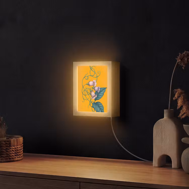 Lightbox - Wandlamp - Bloemen - Botanisch - Geel - Bloemen - Botanisch - Geel Light Box met kabel (Wandlamp) klein