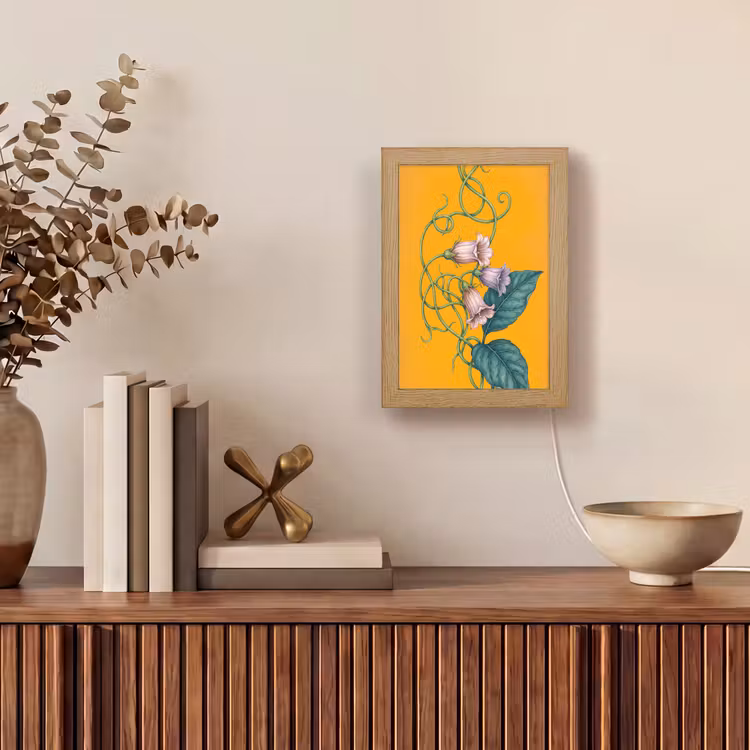 Lightbox - Wandlamp - Bloemen - Botanisch - Geel - Bloemen - Botanisch - Geel Light Box met kabel (Wandlamp) klein
