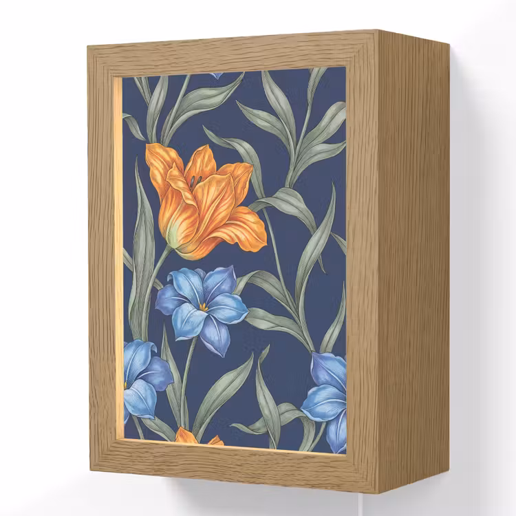 Lightbox - Wandlamp - Bloemen - Botanisch - Patroon - Bloemen - Botanisch - Patroon Light Box met kabel (Wandlamp) klein