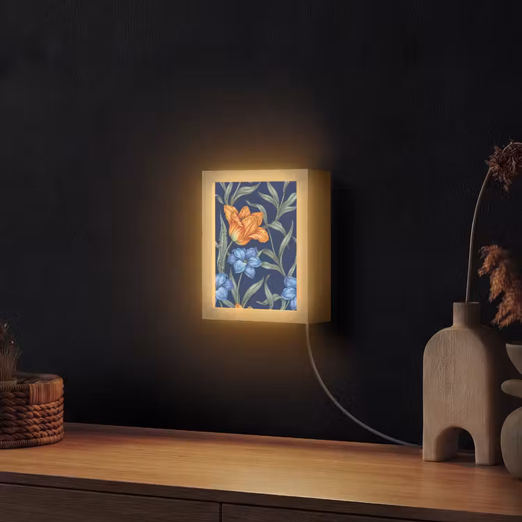 Lightbox - Wandlamp - Bloemen - Botanisch - Patroon - Bloemen - Botanisch - Patroon Light Box met kabel (Wandlamp) klein