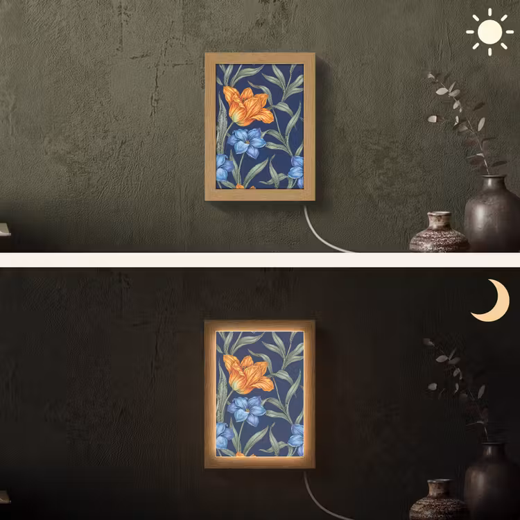 Lightbox - Wandlamp - Bloemen - Botanisch - Patroon - Bloemen - Botanisch - Patroon Light Box met kabel (Wandlamp) klein