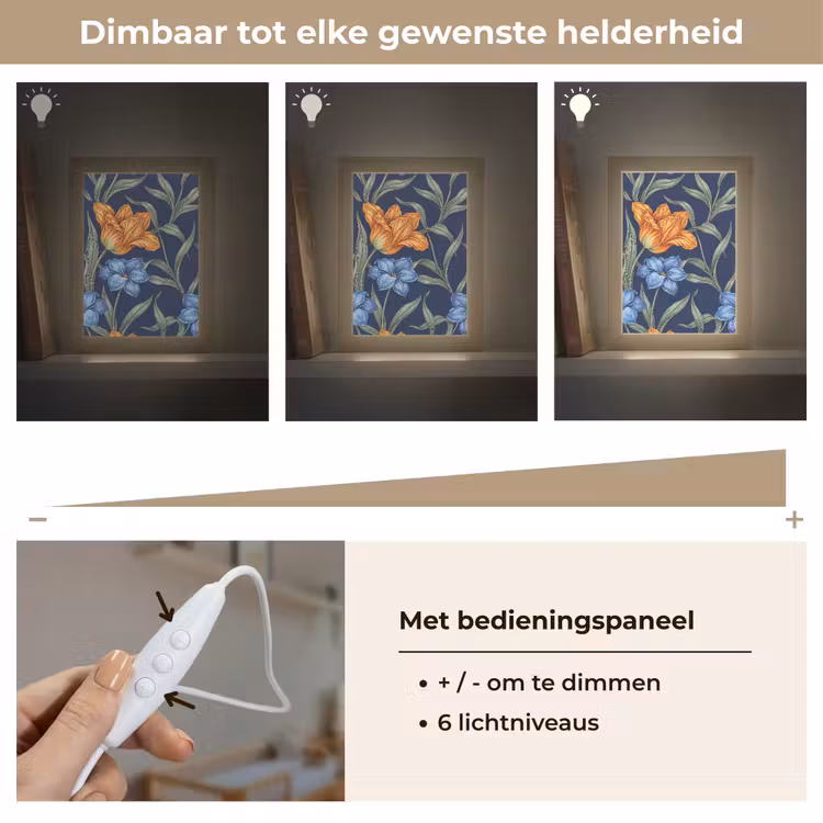 Lightbox - Wandlamp - Bloemen - Botanisch - Patroon - Bloemen - Botanisch - Patroon Light Box met kabel (Wandlamp) klein