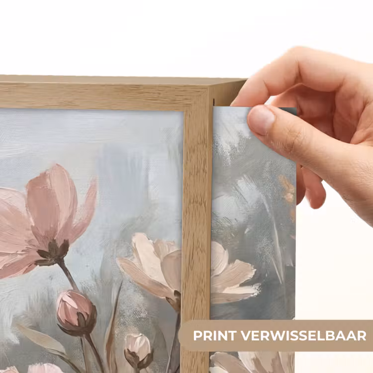Bloemen - Botanisch - Schilderij - Pastel - Rustiek Light Box met batterij (Wandlamp) middel -USP_websiteprintNL