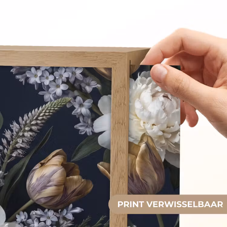 Bloemen - Donker - Elegant - Natuur - Wit Light Box met batterij (Wandlamp) middel -USP_websiteprintNL