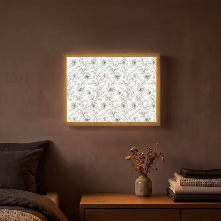 Bloemen - Getekend - Groen Light Box met batterij (Wandlamp) middel 907 -sfeer4
