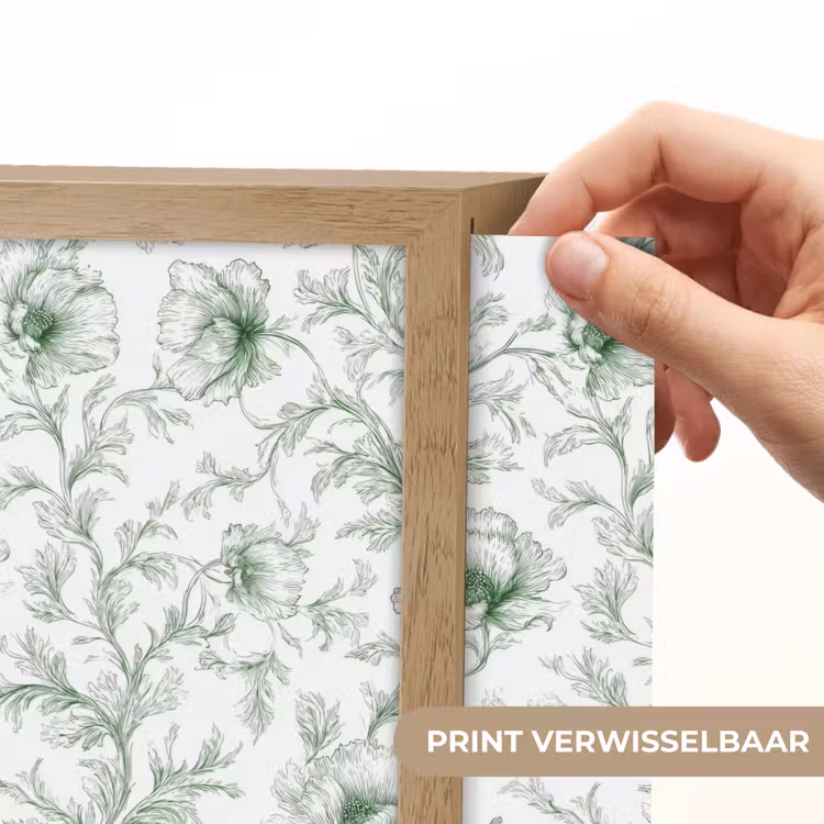 Bloemen - Getekend - Groen Light Box met batterij (Wandlamp) middel 907 -USP_websiteprintNL