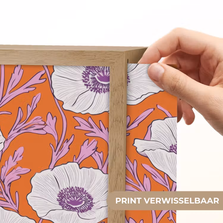 Bloemen - Grafisch - Oranje Light Box met batterij (Wandlamp) middel 907 -USP_websiteprintNL